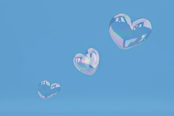 Φούσκα καρδιά σε μπλε φόντο περιλαμβάνουν path.3d εικονογράφηση. — Φωτογραφία Αρχείου