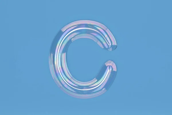 Bubble alfabeto C su sfondo blu includono path.3D illustratio — Foto Stock