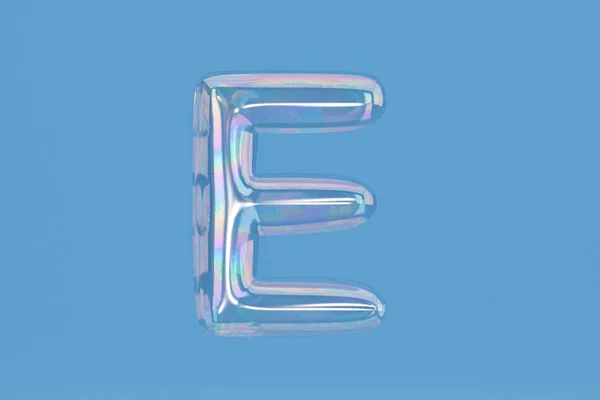 Kabarcık alfabesine E mavi arka plan dahil path.3d illustratio — Stok fotoğraf
