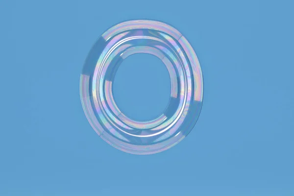 Бульбашковий алфавіт O на синьому фоні включає в себе шлях.3D ілюстрацію — стокове фото