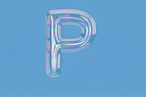 蓝色背景上的气泡字母 P 包括路径. 3 d 图案 — 图库照片