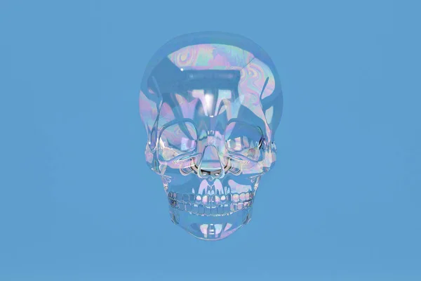 Crânio bolha no fundo azul incluem path.3D ilustração . — Fotografia de Stock