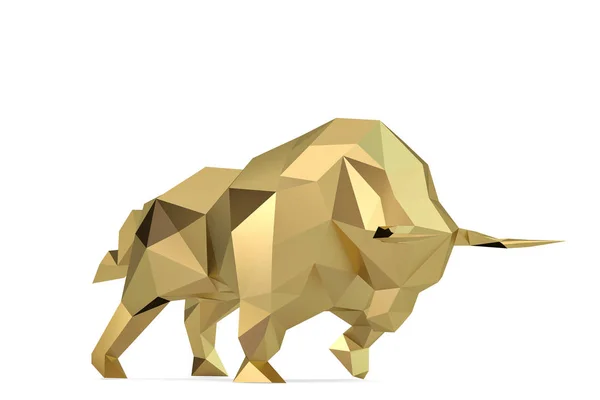 Gold  bull low poly style.3D illustration. — Stock Photo, Image