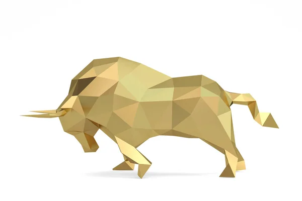 Gold  bull low poly style.3D illustration. — Stock Photo, Image