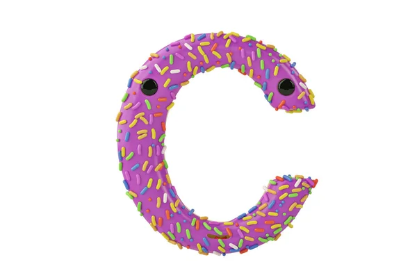 Мультяшна літера пончика c на білому тлі, 3D ілюстрація — стокове фото