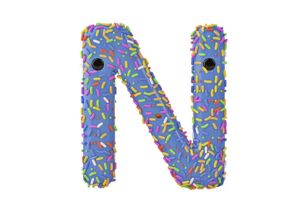 Мультяшна літера пончика n на білому тлі, 3D ілюстрація — стокове фото