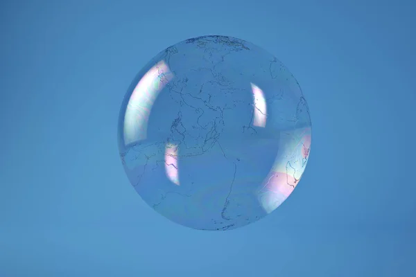 Бульбашковий глобус на синьому фоні включає в себе 3D-ілюстрацію . — стокове фото