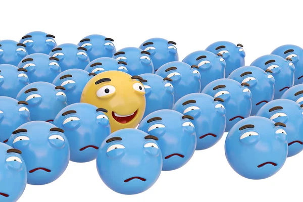 Rosto feliz e desaooointed face emojis ícones isolados white.3D — Fotografia de Stock