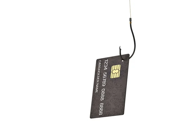 Kredi kartı hook.3d illüstrasyon Balık tutma.