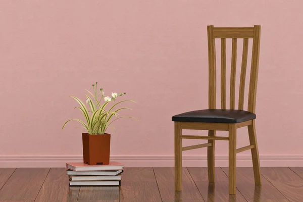Orquídeas com cadeira na sala.Ilustração 3D . — Fotografia de Stock