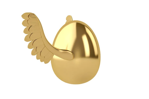 Œuf d'or avec des ailes d'or volant oeuf.Illustration 3D . — Photo