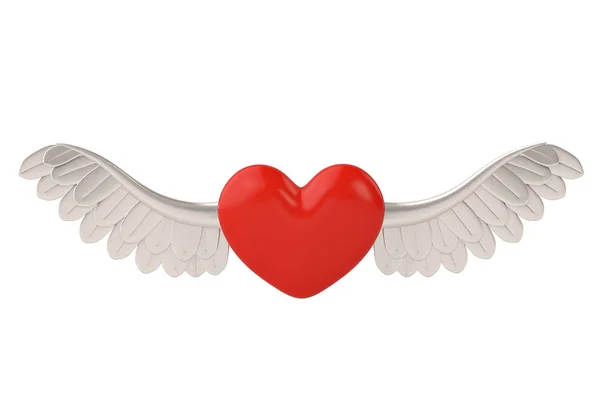 Rood hart met wings.3d illustratie. — Stockfoto