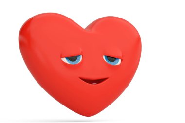 Rahatlamış kalp ifade gülümseme kalp emoji.3d çizim ile.
