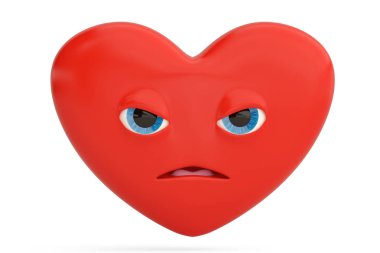 Kızgın yüz kalp ifade kalp emoji.3d çizim ile.