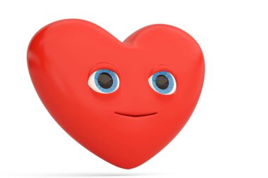 Gülümsemek yüz kalp ifade kalp emoji.3d çizim ile.
