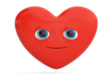 Gülümsemek yüz kalp ifade kalp emoji.3d çizim ile.
