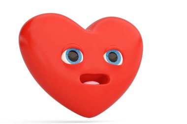 Kalp emoji.3d çizim ile sürpriz kalp ifade.