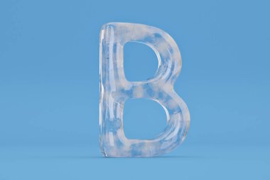 Buz alfabesine B mavi arka plan dahil path.3d illüstrasyon.