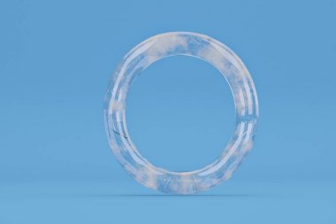 Buz alfabesine O mavi arka plan dahil path.3d illüstrasyon.