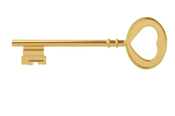 Gold Key på vit background.3d illustration. — Stockfoto