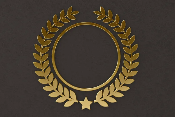Zlatá hvězda a olivová ratolest logo.3d obrázek. — Stock fotografie
