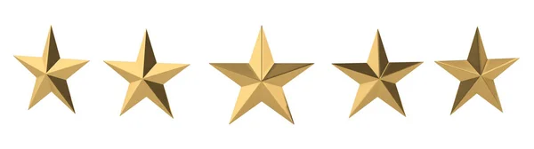 Golden stars on white background.3D illustration