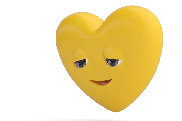 Emoticono del corazón aliviado con emoji.3D sonrisa corazón ilustración . —  Fotos de Stock