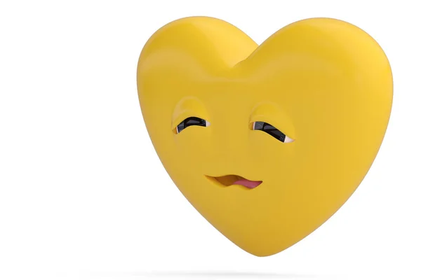 Smirking Emotikon heart z ilustracji emoji.3d serca. — Zdjęcie stockowe