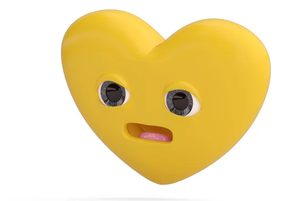 Φατσούλα έκπληξη καρδιά με καρδιά emoji.3d εικονογράφηση. — Φωτογραφία Αρχείου