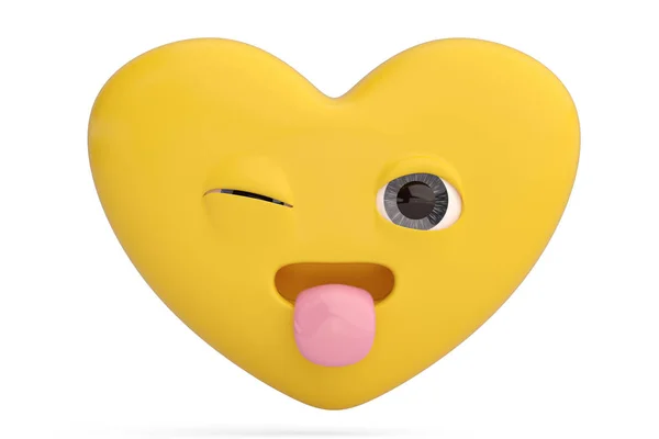 Uśmiech i sterczały emotikon tongue serca z emoji.3d serca i — Zdjęcie stockowe