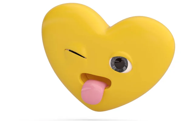 Sorria e preso para fora emoticon coração língua com emoji.3D coração i — Fotografia de Stock
