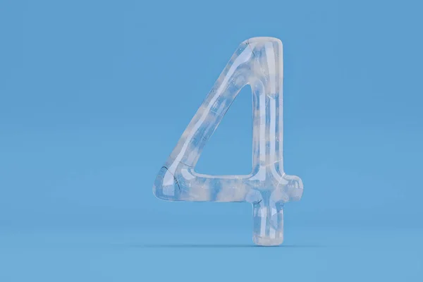 O número de gelo 4 no fundo azul inclui a ilustração path.3D . — Fotografia de Stock