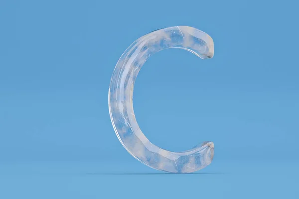 Alfabet lodu C na niebieskim tle obejmują path.3d ilustracji. — Zdjęcie stockowe