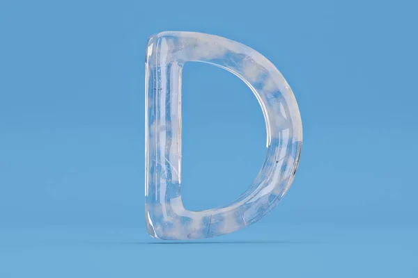 Alfabet lód D na niebieskim tle obejmują path.3d ilustracji. — Zdjęcie stockowe