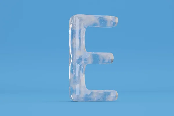 El alfabeto de hielo E sobre fondo azul incluye la ilustración path.3D . —  Fotos de Stock