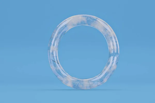 Alfabeto de gelo O em fundo azul incluem path.3D ilustração . — Fotografia de Stock