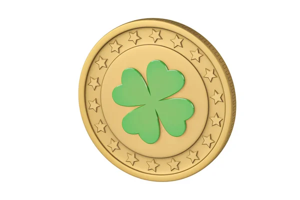Moneda de oro afortunada.Ilustración 3D — Foto de Stock