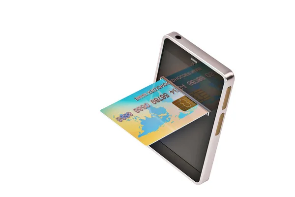 Cartão de crédito e telefone móvel.Ilustração 3D . — Fotografia de Stock