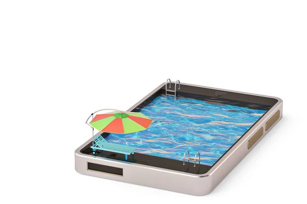 Telefon komórkowy koncepcja touchscreen silny telefon z basenem. — Zdjęcie stockowe