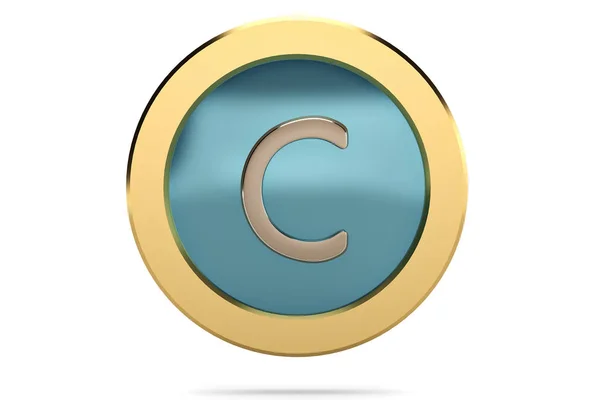 金色戒指与字母 C 在白色背景. 3 d 例证. — 图库照片