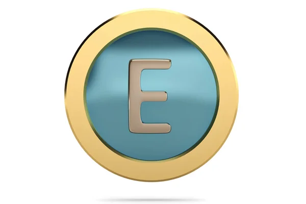 Golden ring with alphabet E on white background.3D illustration. — Stock Photo, Image