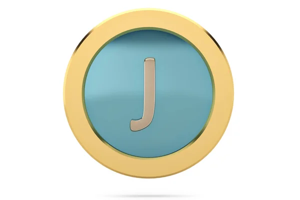 Золоте кільце з алфавітом J на білому тлі.3D ілюстрація . — стокове фото