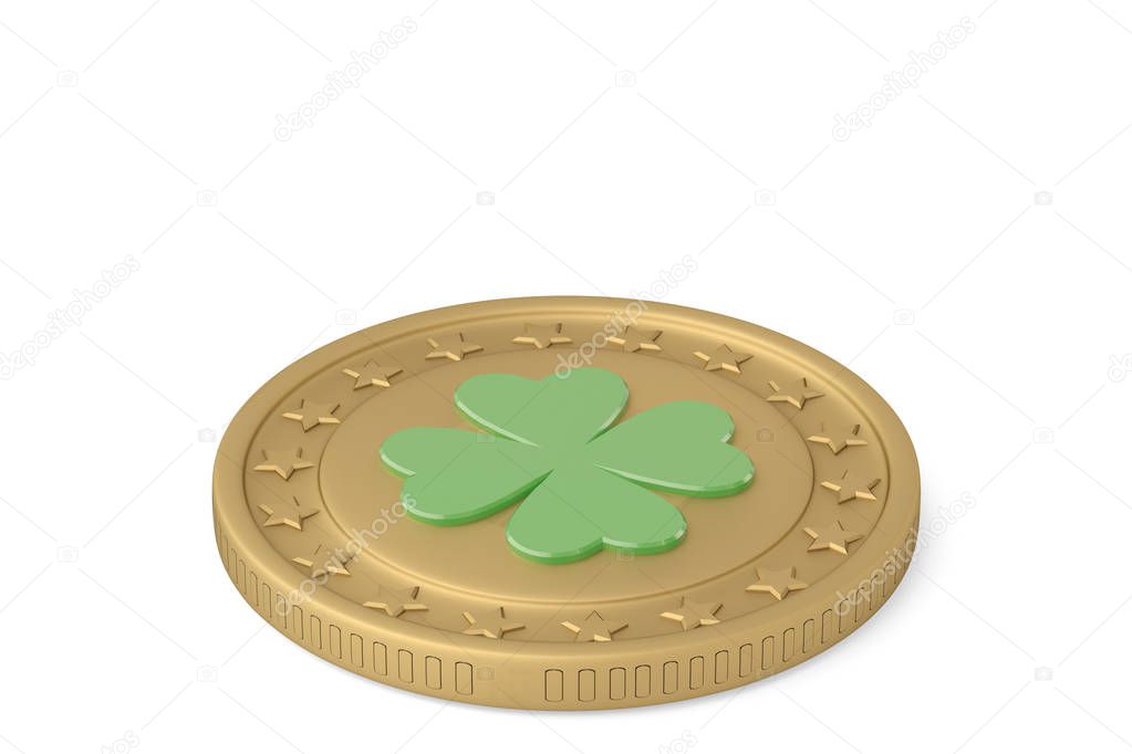Lucky gold coin.3D illustration