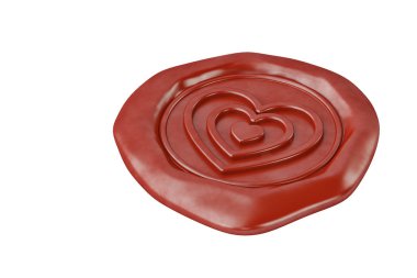 Üç kalp kırmızı mum seal.3d illüstrasyon şeklinde.