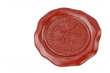 Kırmızı mum seal.3d illüstrasyon sonsuza kadar seveceğim.
