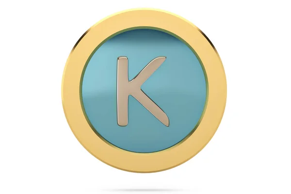 Золоте кільце з абеткою K на білому тлі.3D ілюстрація . — стокове фото