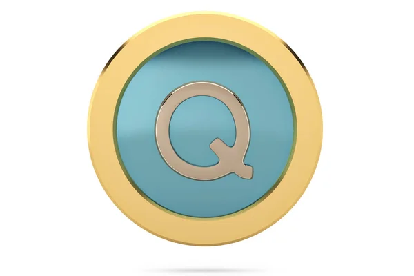 Gouden ring met Alfabet Q op witte background.3d afbeelding. — Stockfoto