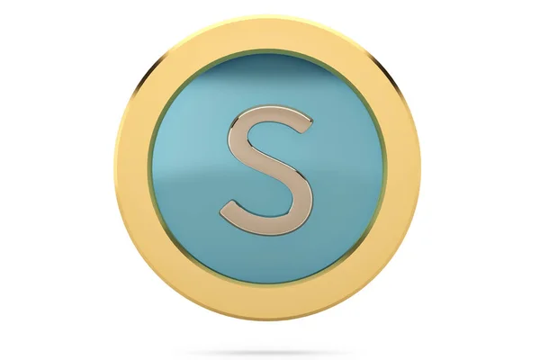 Gouden ring met alfabet S op witte background.3d afbeelding. — Stockfoto
