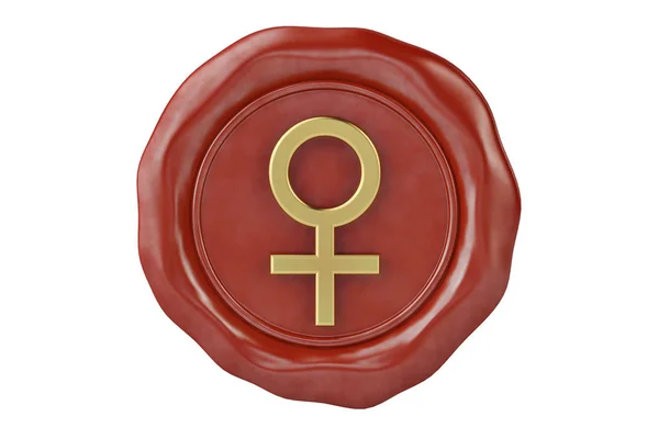 The sealing wax with the symbol of the female gender.3D illustra — Stock Photo, Image