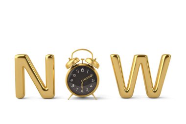 Altın word ve saat 3d çizim